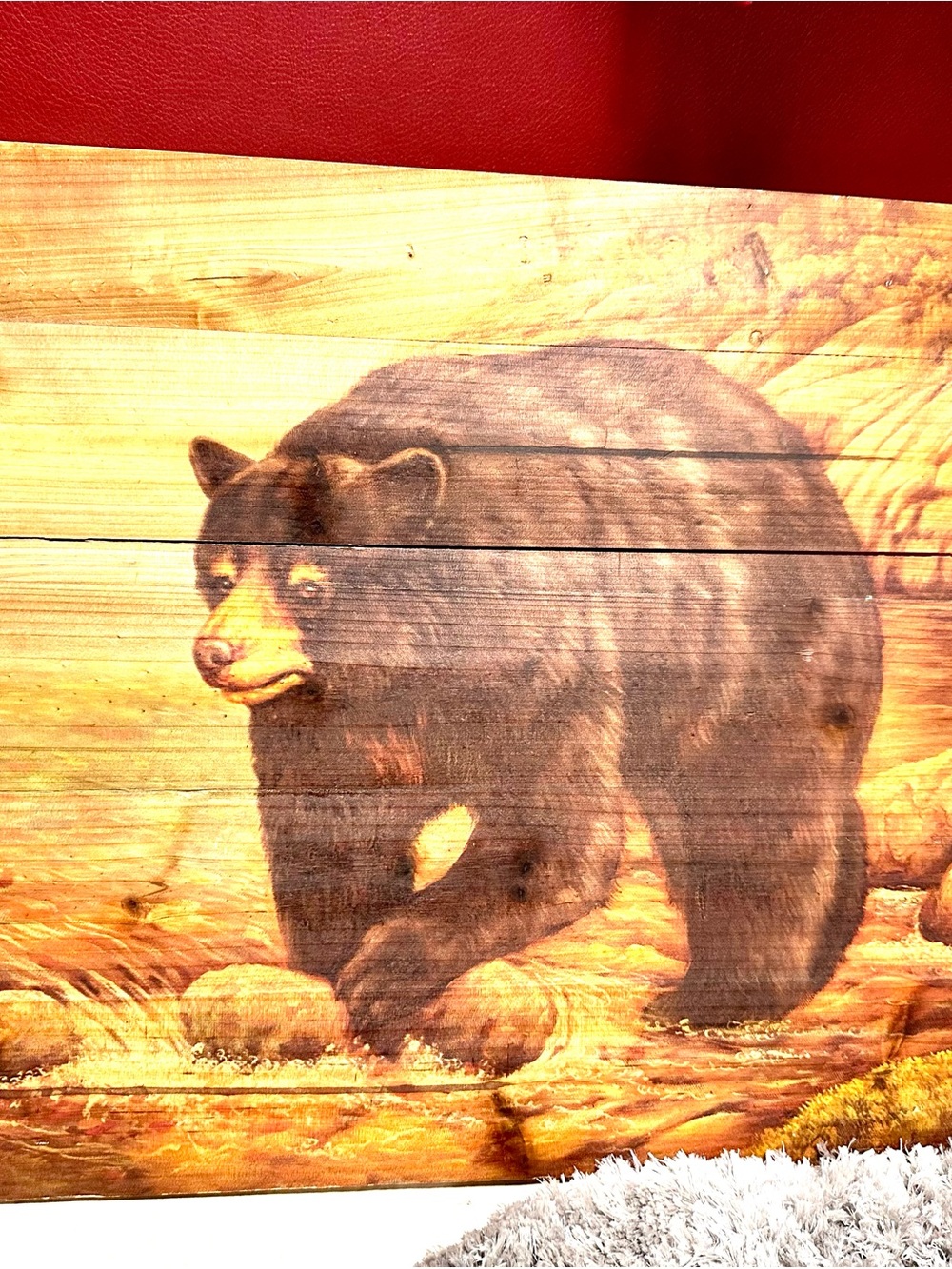 Rustic Black Bear Wood Wall Art - Unbranded 16x24